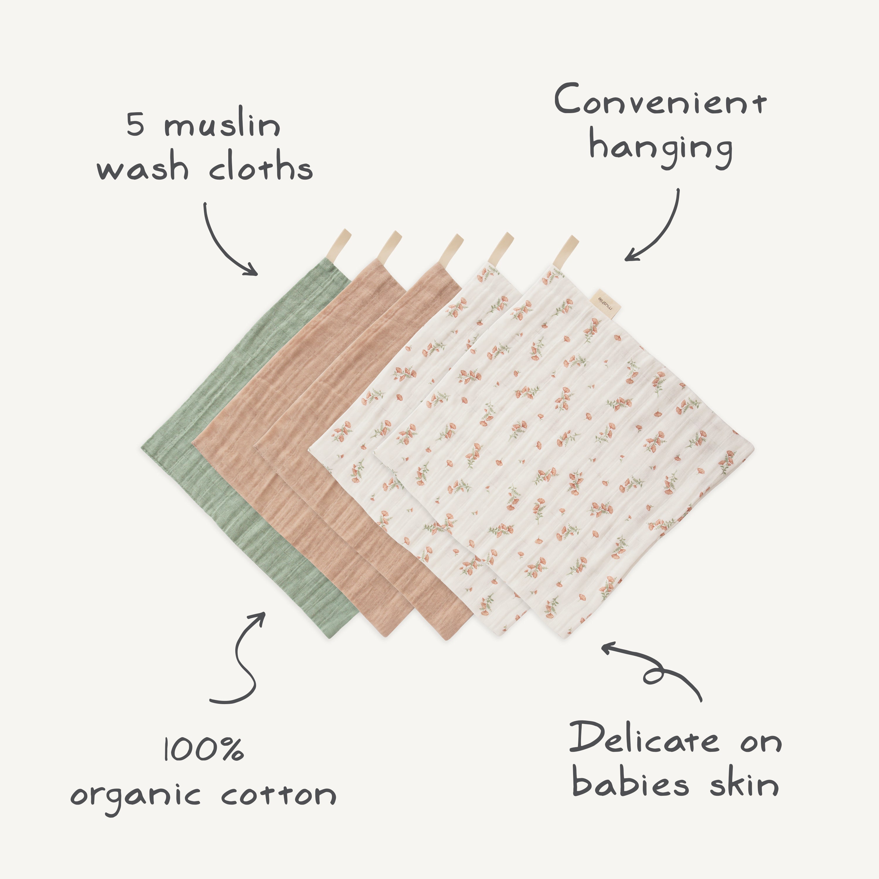 Image of Muslin Cotton Washcloth 5-Pack